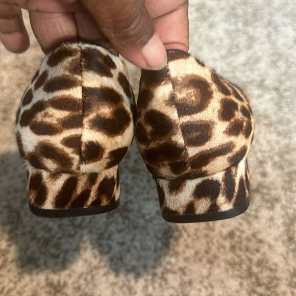Tory Burch Gigi Block Heel Pump Calf Hair Natural Leopard 8.5 - Picture 3 of 8